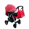 Carucior pentru copii Baby Care Pro 511 Rosu cu carouri 2 in 1 cu geanta inclusa