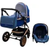 Carucior pentru copii Baby Care Pro 530 Albastru Carouri 3 in 1 Transformabil