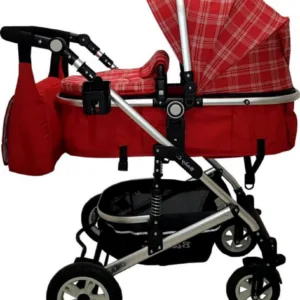 Carucior pentru copii Baby Care Pro 531 Rosu Carouri 3 in 1 Transformabil