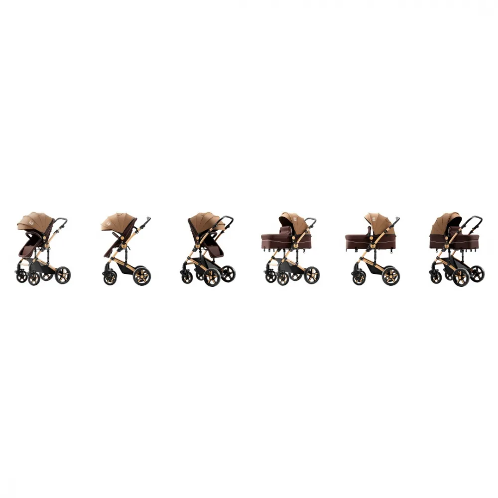 Carucior pentru copii Buf Boof A1 Deluxe Champagne 2 in 1 reversibil 0-36 luni