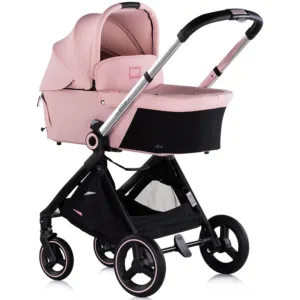 Carucior pentru copii Chipolino Elite 3 in 1 pink marshmallow cu spatar reglabil