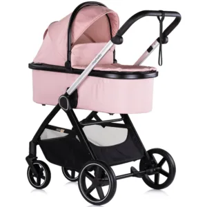 Carucior pentru copii Chipolino Marbella 3 in 1 pink marshmallow cu spatar reglabil