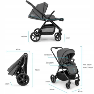 Carucior pentru copii Kidnort Alskar dark gray