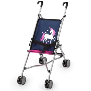Carucior pentru papusi Bayer Buggy albastru cu unicorni 30154AA