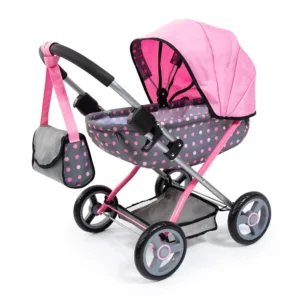 Carucior pentru papusi Bayer Cosy Gri cu paturica perna si geanta