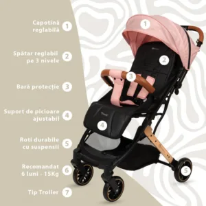 Carucior sport AppeKids Travel Pink ultracompact