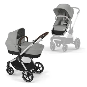 Carucior transformabil Cybex Gold Eos Lux Stone Grey cu cadru argintiu