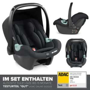 Carucir 3 in 1 pentru copii Abc Design Samba 2 Camel cu scaun auto testat ADAC