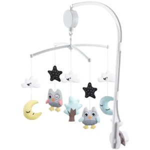 Carusel muzical pentru patut Chipolino Owls cu prindere universala si jucarii detasabile