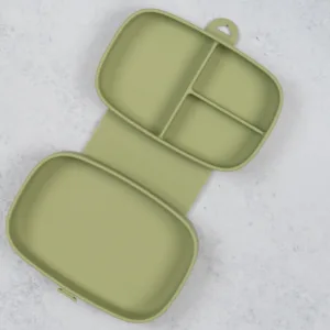 Caserola compartimentata din silicon cu ventuza AppeKids Magic Box Raw Green