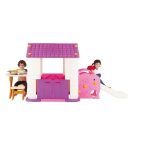 Casuta copii 3 in 1 deluxe cu tobogan masuta si bancute Edu Play Violet