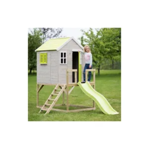 Casuta de gradina Lime Lodge cu platforma si tobogan M22L
