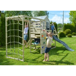 Casuta de gradina grey Lodge cu tobogan