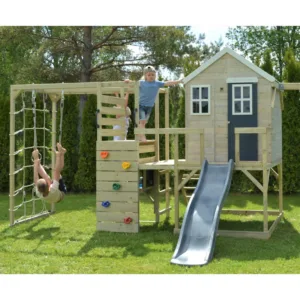 Casuta de gradina grey Lodge cu tobogan