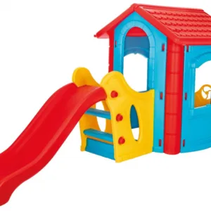 Casuta de gradina pentru copii Pilsan Happy House Blue cu tobogan integrat