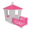 Casuta de gradina pentru copii Pilsan Stone House PinkGrey cu gardulet inclus