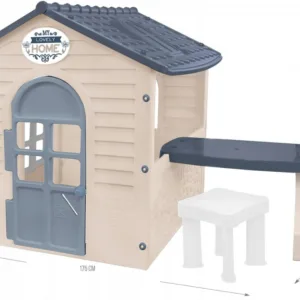 Casuta de joaca de exterior pentru copii cu masuta si scaunel Mochtoys Gri 120 x 175 x 120