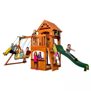 Casuta din lemn cu trei leagane Atlantic Play 551 x 235 cm