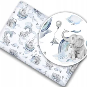 Cearceaf cu banda elastica 120x60 cm Blue Elephant