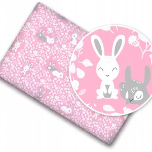 Cearceaf cu banda elastica 140x70 cm Pink Rabbit