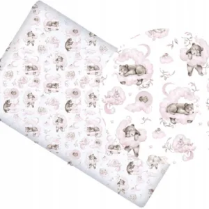 Cearceaf cu banda elastica 160x80 cm Pink Bears