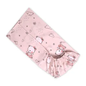 Cearceaf cu banda elastica bumbac ranforce 60 x 120 cm Pink Ballerina Bear
