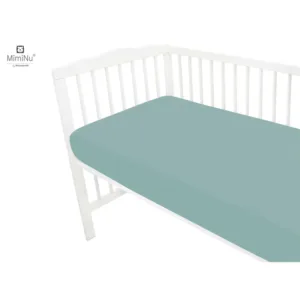 Cearceaf cu elastic Miminu pentru patut 90x40 cm din bumbac Royal Nepal Green