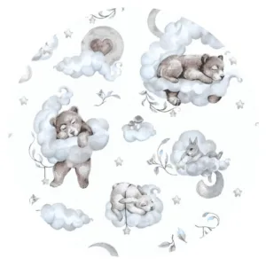 Cearceaf cu elastic Qmini pentru patut co-sleeper Theo 85x46 cm din bumbac Teddy Bear and Friends