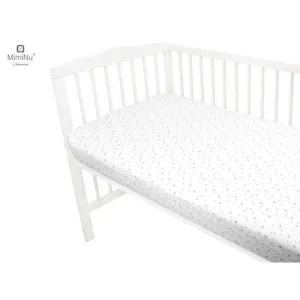 Cearceaf cu elastic pentru patut 140X70 cm din bumbac Mini Gray Stars MimiNu