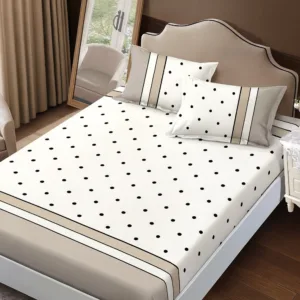 Cearceaf de pat cu elastic Somnart din finet cu imprimeu buline