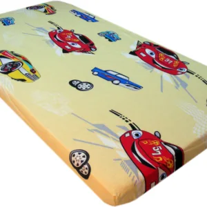 Cearceaf din bumbac cu elastic 120x60 cm Masinute crem