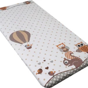 Cearceaf din bumbac cu elastic 120x60 cm Owls Beige