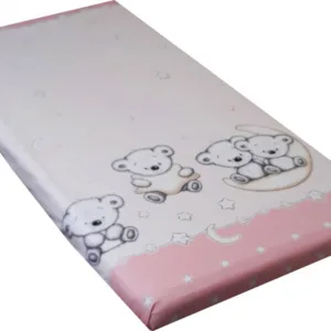 Cearceaf din bumbac cu elastic 120x60 cm Teddy Pink