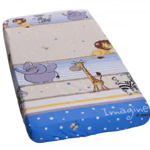 Cearceaf din bumbac cu elastic Safari Blue 120x60 cm