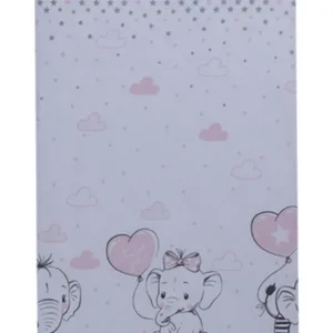 Cearceaf din bumbac pentru saltea 120x60 cm Elefant cu balon inima roz Beberoyal