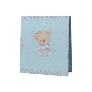 Cearceaf din bumbac pentru saltea 120x60 cm Ursuleti carouri turcoaz Beberoyal