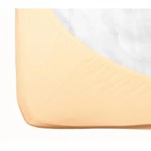 Cearsaf cu elastic jerse din bumbac bej 120x60 cm