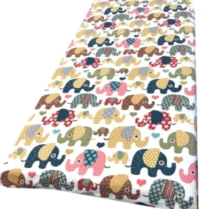 Cearsaf cu elastic pe colt 120x60 cm Elefanti maro