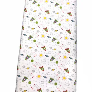 Cearsaf cu elastic pe colt 140x70 cm Aventura in cosmos