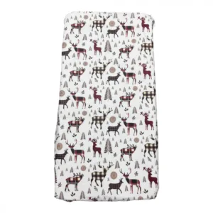Cearsaf cu elastic pe colt 140x70 cm Renii lui Mos Craciun