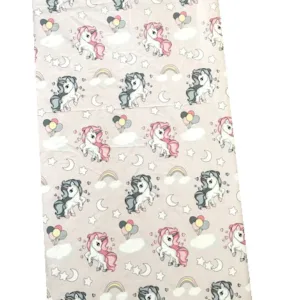 Cearsaf cu elastic pe colt 140x70 cm Unicorni