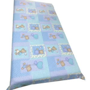 Cearsaf cu elastic pe colt 140x70 cm Ursuleti pe albastru