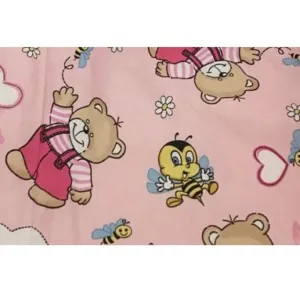 Cearsaf cu elastic roata 120x60 cm Ursi cu albine pe roz