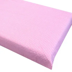 Cearsaf cu elastic roata 140x70 cm Buline albe pe roz