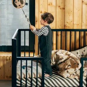 Cearsaf de pat din bumbac cu elastic La Millou Pierre The Dog Stripes S 120x60 cm