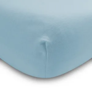 Cearsaf din bumbac Sensillo Jersey Deluxe Blue 120x60 cm cu elastic roata