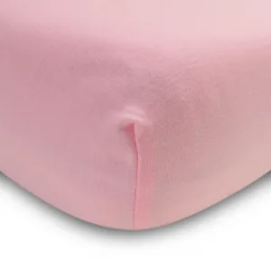 Cearsaf din bumbac Sensillo Jersey Deluxe Roz 120x60 cm cu elastic roata