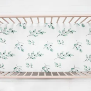 Cearsaf din bumbac cu elastic pentru patut 120 x 60 cm Eucalipt Sleepee