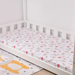 Cearsaf pat 90x200x10 cm bumbac model flori de bumbac