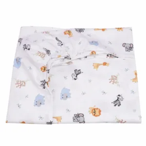 Cearsaf patut 120x60 cm bumbac model animalute safari
